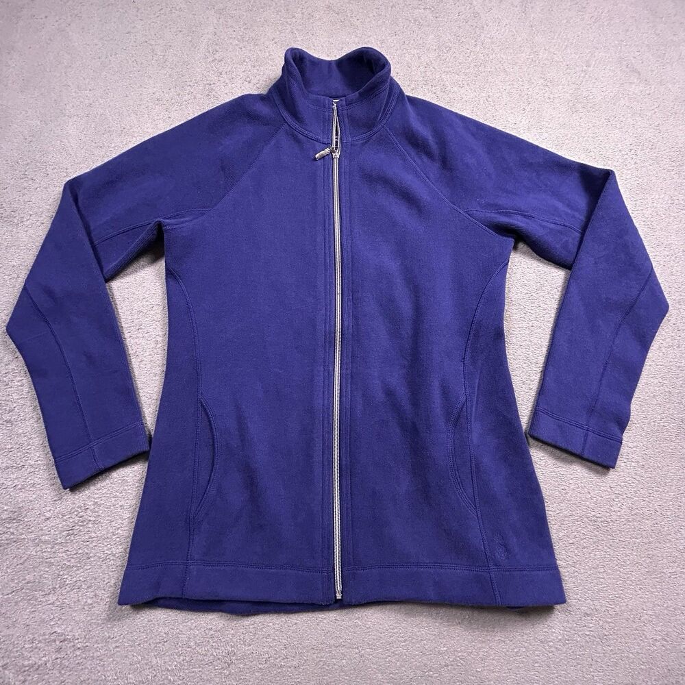 Tommy Bahama Jacket Womens Small Blue Fleece Full Zip Mock Neck Casual Cozy